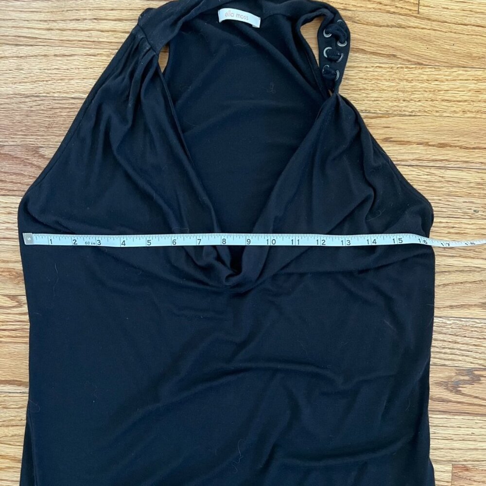 Ella Moss Y2K  Black Cowl Neck Racerback Top Asymmetrical Halter S - Picture 10 of 11